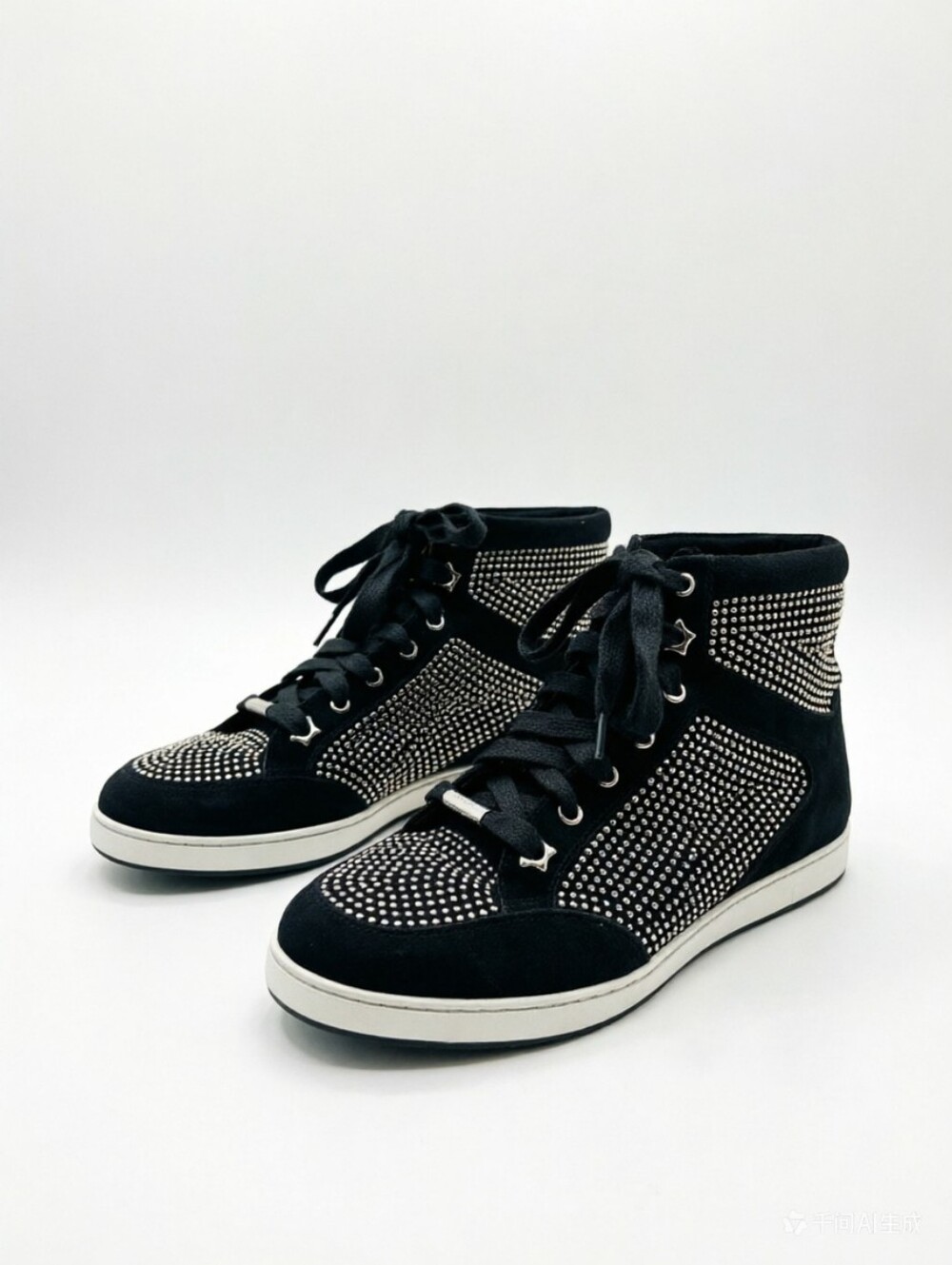 Jimmy Choo Black Lace Suede Tokyo High Top Sneakers